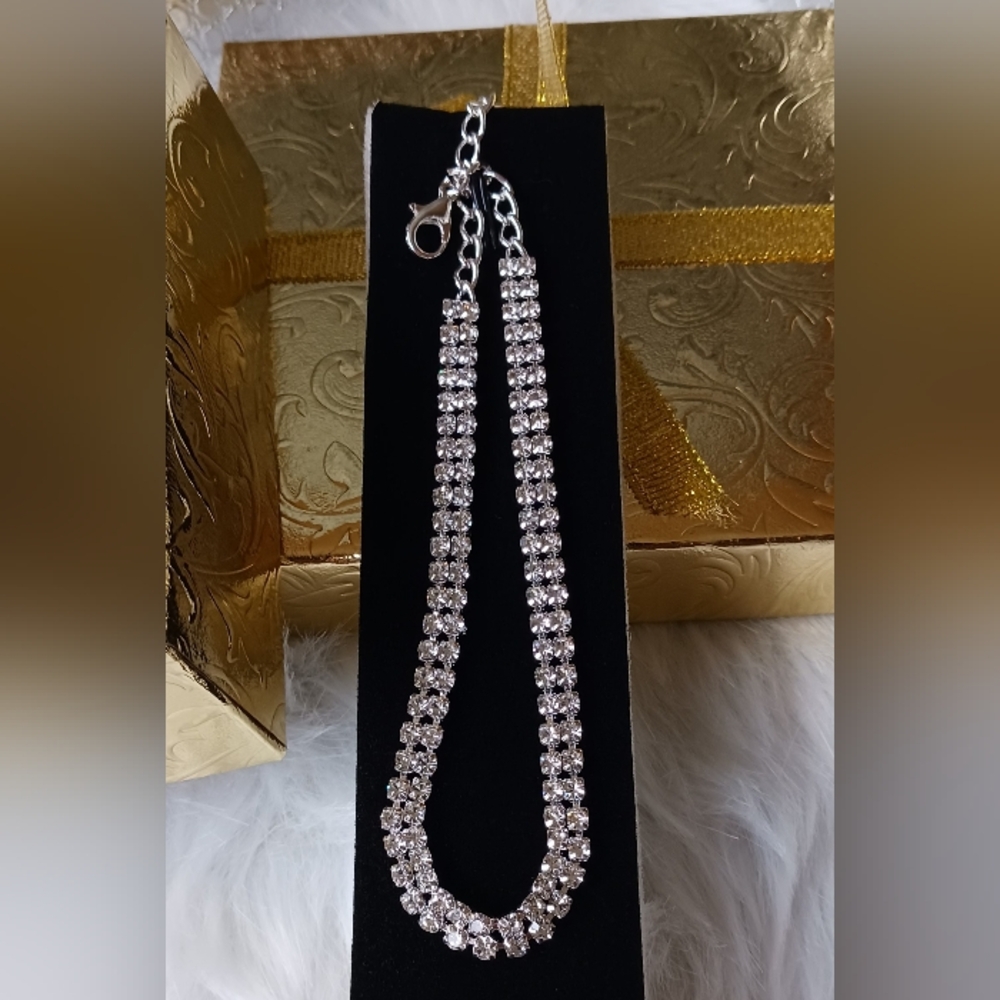 Silver Rhinestone Adjustable Ankle Bracelet - Picture 12 of 12